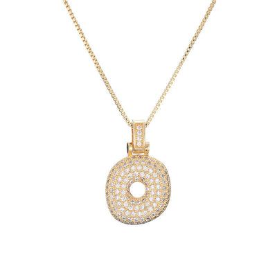 Pave Bubble Halskæde med Initial | 18k Guld