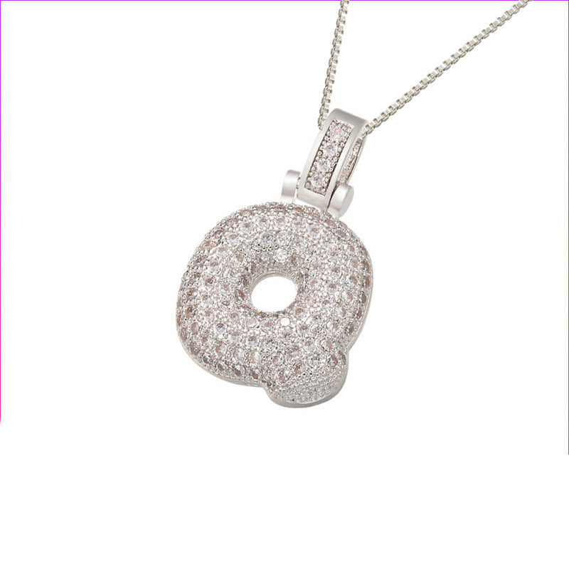 Pave Bubble Halskæde med Initial | 18k Guld