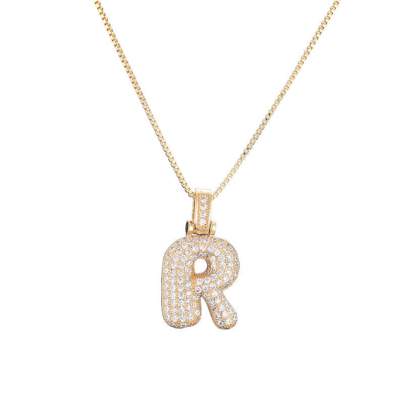 Pave Bubble Halskæde med Initial | 18k Guld