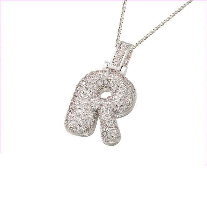 Pave Bubble Halskæde med Initial | 18k Guld