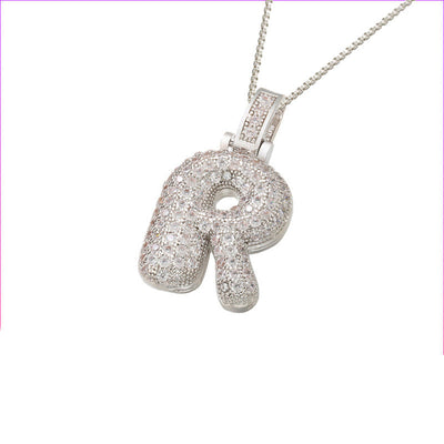 Pave Bubble Halskæde med Initial | 18k Guld