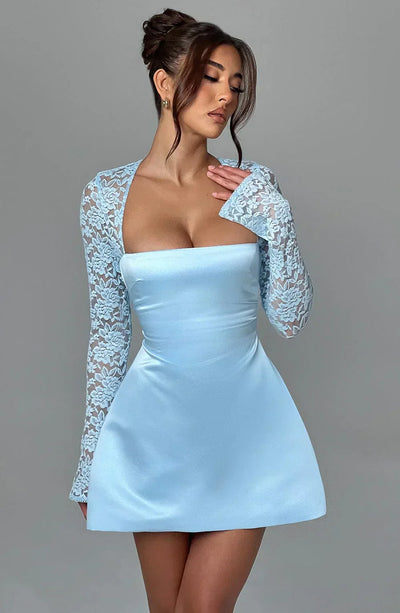 Rosa satin mini kjole
