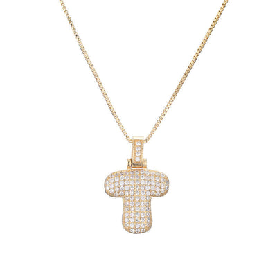 Pave Bubble Halskæde med Initial | 18k Guld