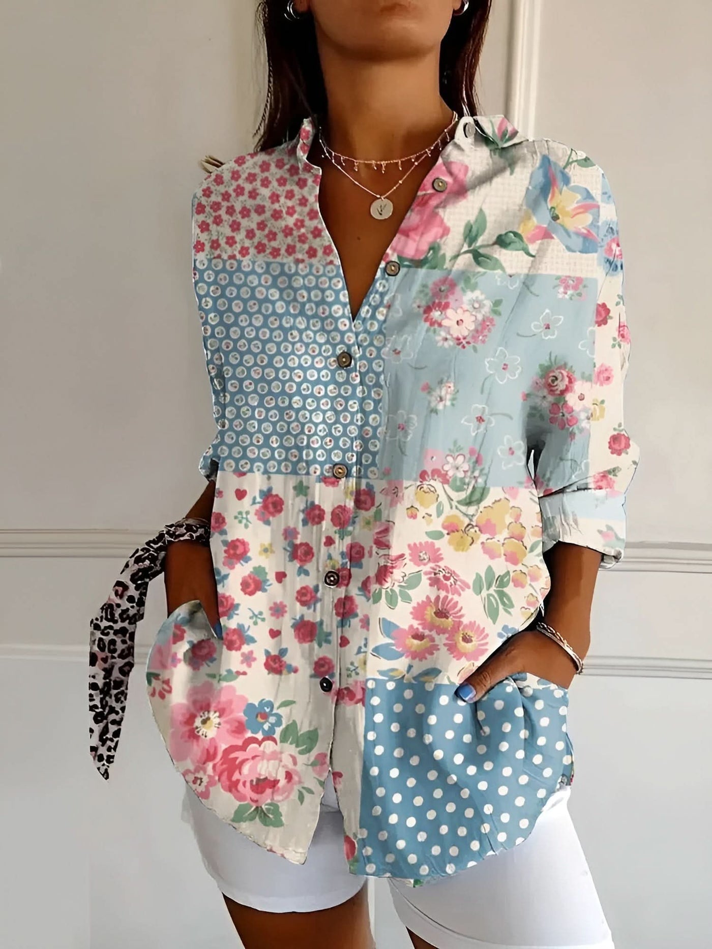 Amara™ Floral Breeze Skjorte med Knap - DK