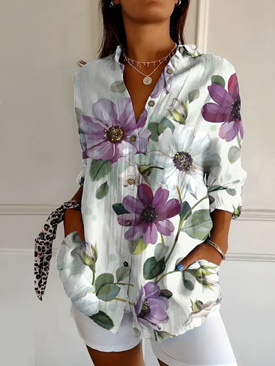 Amara™ Floral Breeze Skjorte med Knap - DK