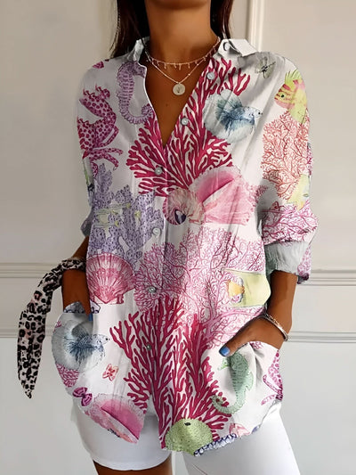Amara™ Floral Breeze Skjorte med Knap - DK