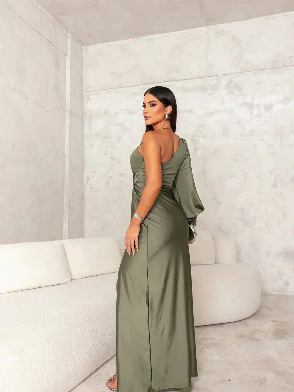 Elegant silkeskjorte Rosea med slids
