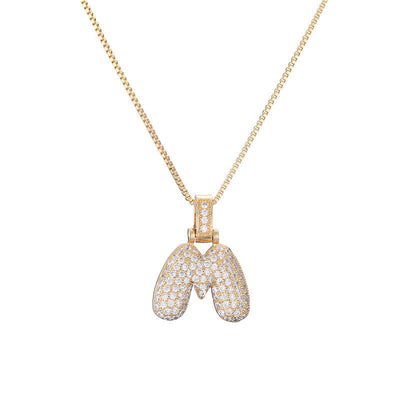 Pave Bubble Halskæde med Initial | 18k Guld