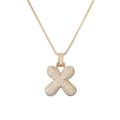 Pave Bubble Halskæde med Initial | 18k Guld