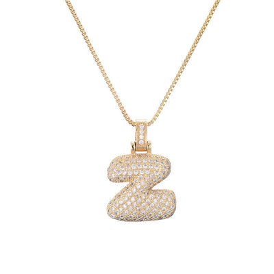 Pave Bubble Halskæde med Initial | 18k Guld